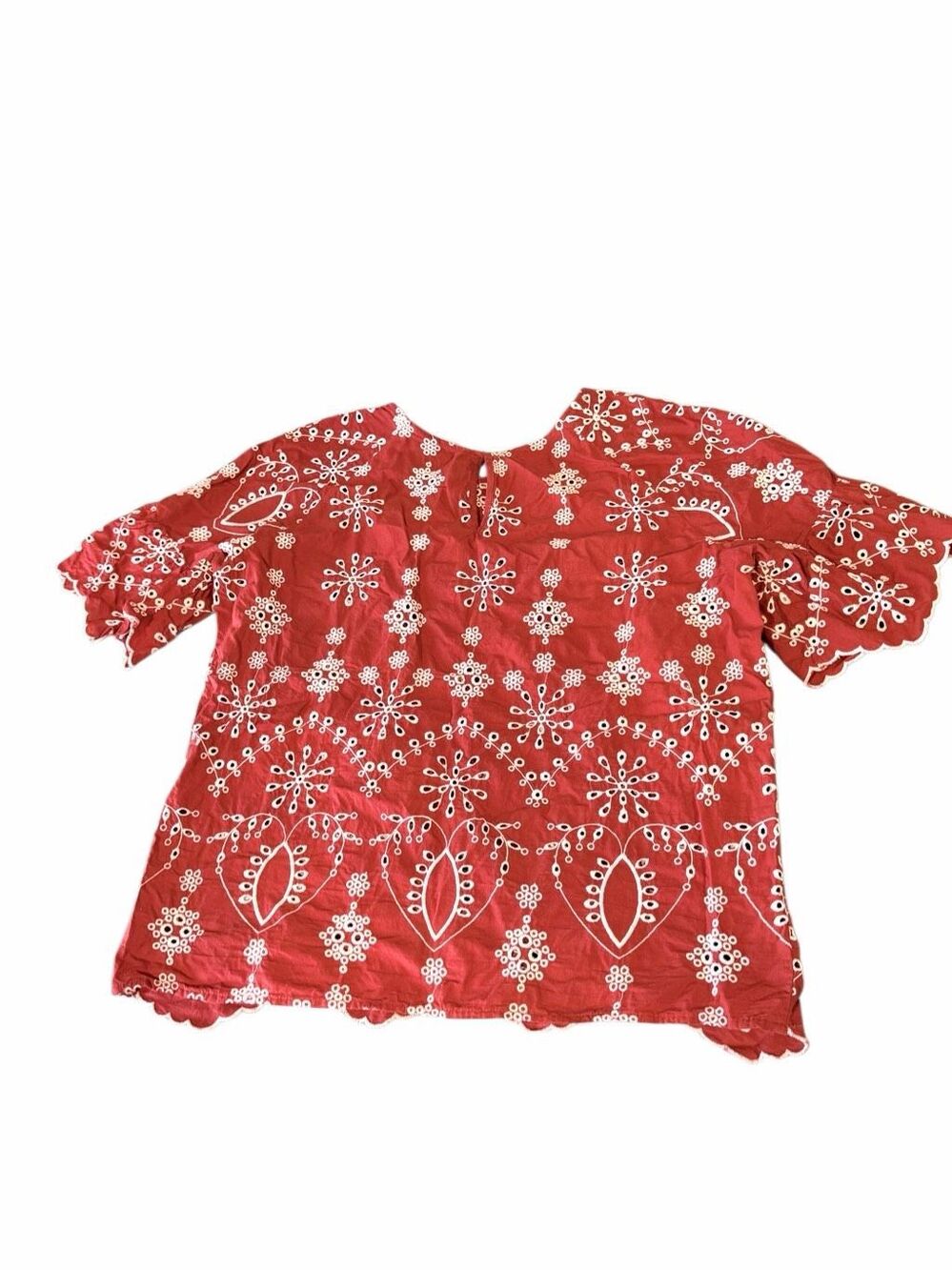 Given Kale L rust orange eyelet cottage core blouse